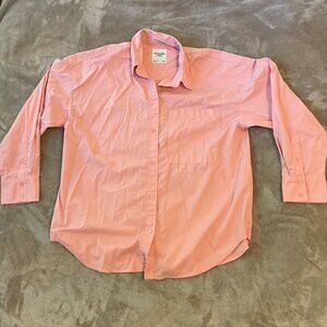 Pink Abercrombie Fitch Shirt Men's Button Up Cotton Dress Shirt Oversized
